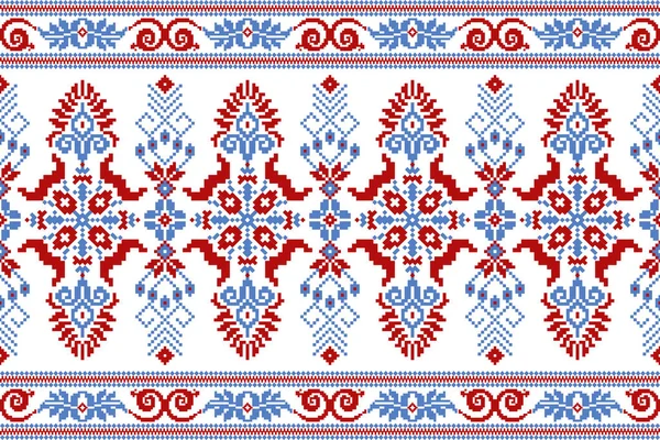 Magnifique Broderie Tricotée Motif Oriental Ethnique Géométrique Traditionnel Sur Fond — Image vectorielle