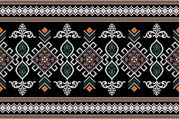 Beautiful Figure Tribal Geometric Ethnic Oriental Pattern Traditional Black Background — Stock Vector