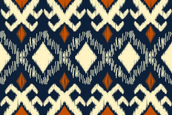 美しい図部族Ikatシームレスなパターン 青い背景に幾何学的な民族の伝統 アステカスタイル 抽象的な ベクトル イラスト テクスチャ ファブリック カーペットのためのデザイン — ストックベクタ