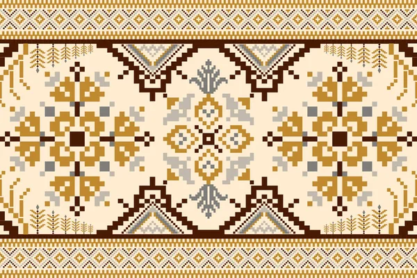 Hermoso Bordado Punto Cruz Floral Patrón Oriental Étnico Geométrico Tradicional — Archivo Imágenes Vectoriales