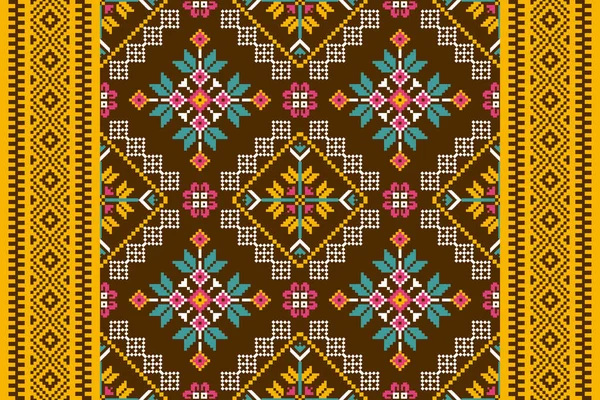 Magnifique Motif Africain Géométrique Ethnique Oriental Traditionnel Sur Fond Marron — Image vectorielle