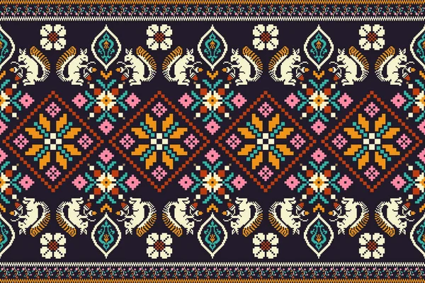 Bella Geometrica Modello Etnico Orientale Tradizionale Sfondo Blu Stile Azteco — Vettoriale Stock