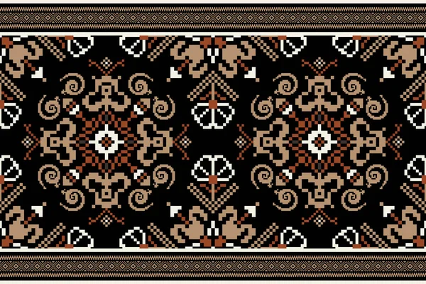 Seamless Floral Knitted Pattern Geometric Ethnic Oriental Pattern Traditional Background — Stock vektor