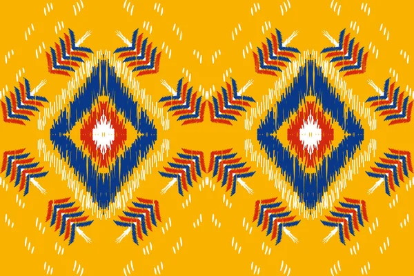 无缝隙的Ikat Paisley图案 非洲几何种族图案传统背景 阿兹特克风格 地毯设计 — 图库矢量图片