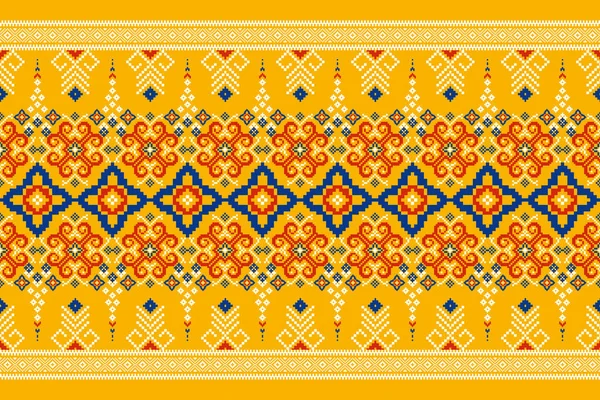 Hermoso Patrón Oriental Étnico Punto Floral Sin Costura Pattern Geometric — Vector de stock