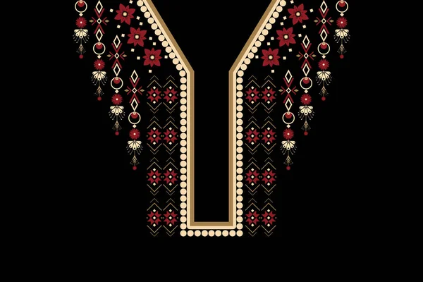 Красива Вишивка Вирізами Геометричний Етнічний Східний Візерунок Традиційний Чорний Фон — стоковий вектор