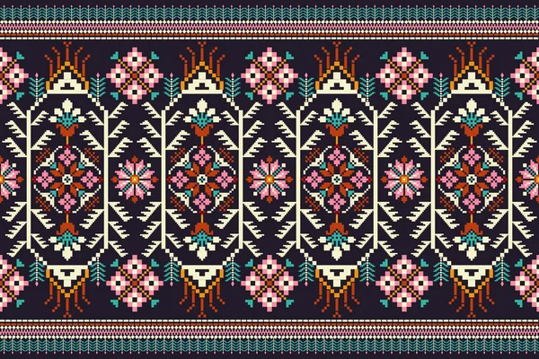 Beautiful Seamless Knitted Pattern Geometric Ethnic Oriental Pattern Blue Background — стоковый вектор
