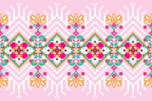Schöne Nahtlose Muster Von Rosa Blumen Auf Rosa Hintergrund Aztec — Stockvektor