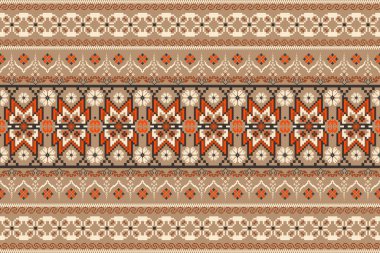 Kahverengi zemin üzerinde güzel turuncu çiçek. Soyut, vektör, illüstrasyon. Doku, kumaş, giysi, ambalaj, desen, dekorasyon, halı, geometrik etnik doğu desenleri için tasarım..