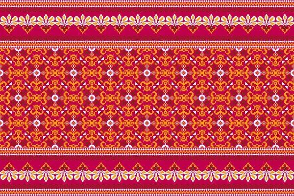 Beautiful Figure Tribal Cross Stitch Geometric Ethnic Oriental Pattern Traditional — Vetor de Stock