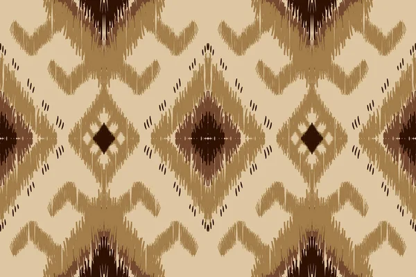 Beautiful Ikat Paisley Seamless Pattern Brown Background Aztec Style Abstract — Vetor de Stock