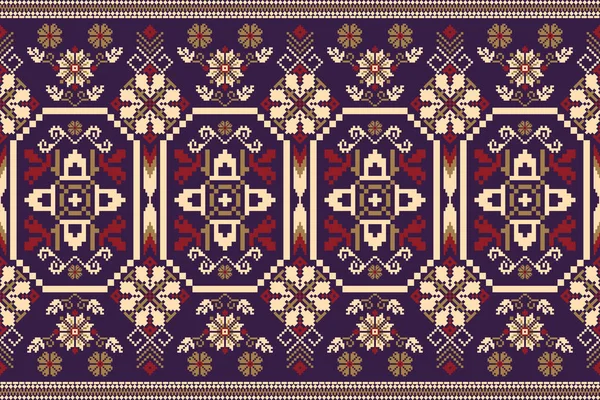 Beau Motif Floral Sans Couture Crème Sur Fond Violet Motif — Image vectorielle