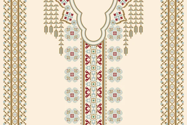 Beautiful Neckline Floral Pattern Boho Neckline Necklace Isolated Neck Design — стоковый вектор