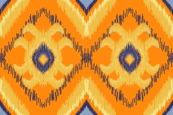 Padrão Sem Emenda Africano Ikat Orange Background Aztec Estilo Abstrato — Vetor de Stock