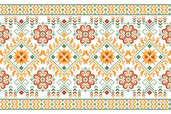 Beautiful Floral Seamless Pattern White Background Aztec Style Abstract Vector — 图库矢量图片
