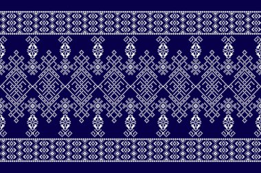 Güzel, pürüzsüz Afrika deseni. Mavi ve beyaz arka plan. Soyut, vektör çizimi. Doku, kumaş, giysi, ambalaj, dekorasyon, halı için tasarım..