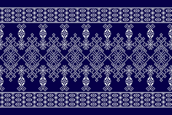 Beautiful African Seamless Pattern Blue White Background Aztec Style Abstract — Stockvektor