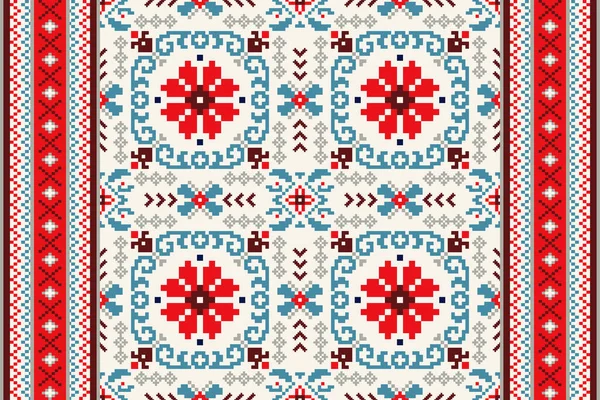 Beautiful Floral Seamless Pattern White Background Aztec Style Abstract Vector — Stock Vector