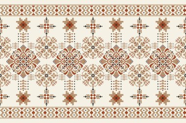 Güzel çiçeksiz desen. Krem arka plan. Doku, kumaş, giysi, ambalaj, dekorasyon, baskı, halı. Geometrik etnik doğu deseni geleneksel..