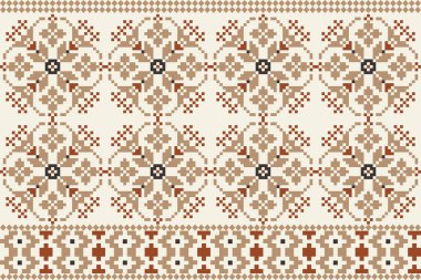 Güzel çiçeksiz desen. Krem arka plan. Doku, kumaş, giysi, ambalaj, dekorasyon, baskı, halı. Geometrik etnik doğu deseni geleneksel..