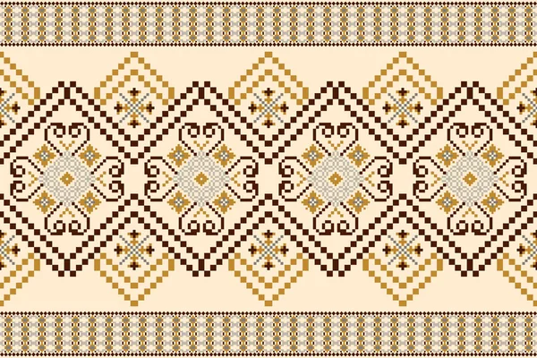 Geometric Ethnic Oriental Pattern Traditional Cream Background Aztec Style Abstract — Image vectorielle