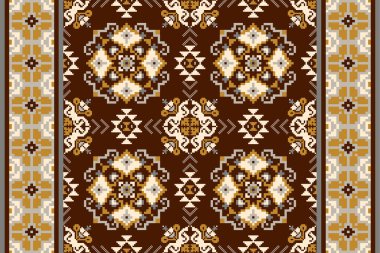 Güzel çapraz dikiş nakışı. Geometrik etnik doğulu dikişsiz kalıplar geleneksel arka plan. Doku, kumaş, giysi, halı, baskı için tasarlama..