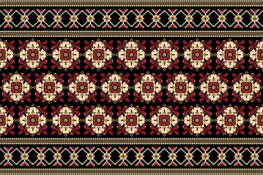 Güzel çiçekli nakış. Geometrik etnik doğulu dikdörtgen desensiz geleneksel arkaplan. Doku, kumaş, giysi, ambalaj, dekorasyon, halı, soyut vektör çizimi..
