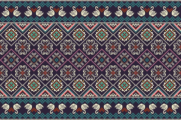 Knitted Embroidery Geometric Ethnic Oriental Seamless Pattern Traditional Background Aztec — Stock vektor