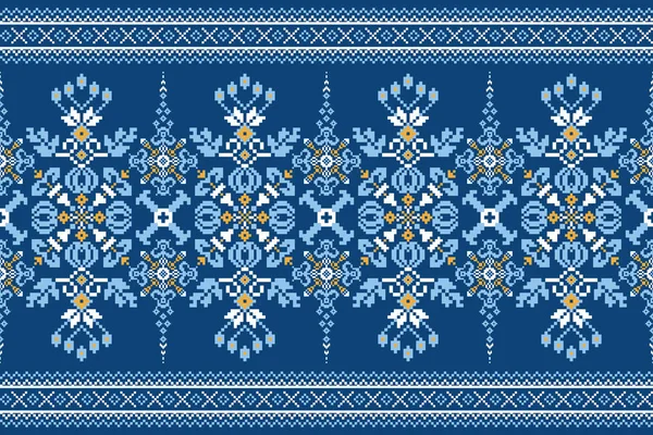 Indah Cross Stitch Embroidery Geometric Etnis Oriental Pola Tradisional Background - Stok Vektor