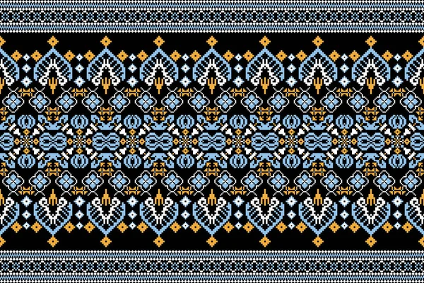 Beautiful Floral Cross Stitch Embroidery Geometric Ethnic Oriental Pattern Traditional —  Vetores de Stock