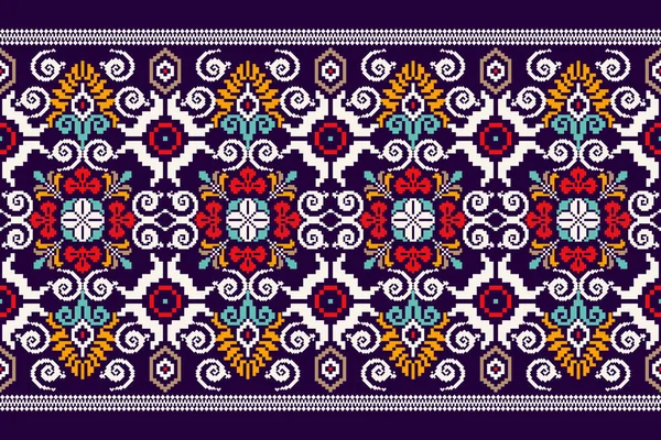 Knitted Embroidery Geometric Ethnic Oriental Pattern Traditional Background Aztec Style — Vector de stock