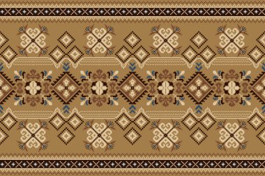 Renkli örülmüş nakış. Geometrik etnik oryantal desen geleneksel arka plan. Doku, kumaş, giysi, ambalaj, halı, dekorasyon için tasarlanmış soyut vektör çizimi..