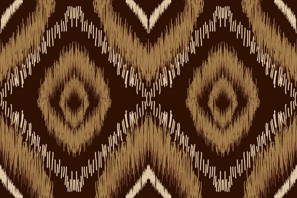 Beautiful African Ikat Paisley Seamless Pattern Brown Background Geometric Ethnic — Vetor de Stock