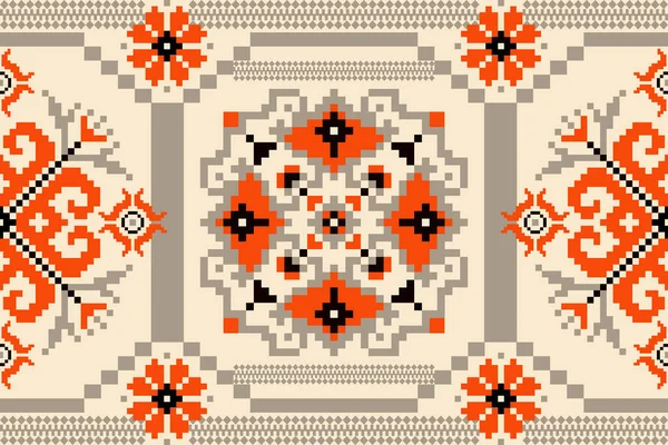 Beautiful Floral Cross Stitch Pattern Geometric Ethnic Oriental Pattern Traditional — Image vectorielle