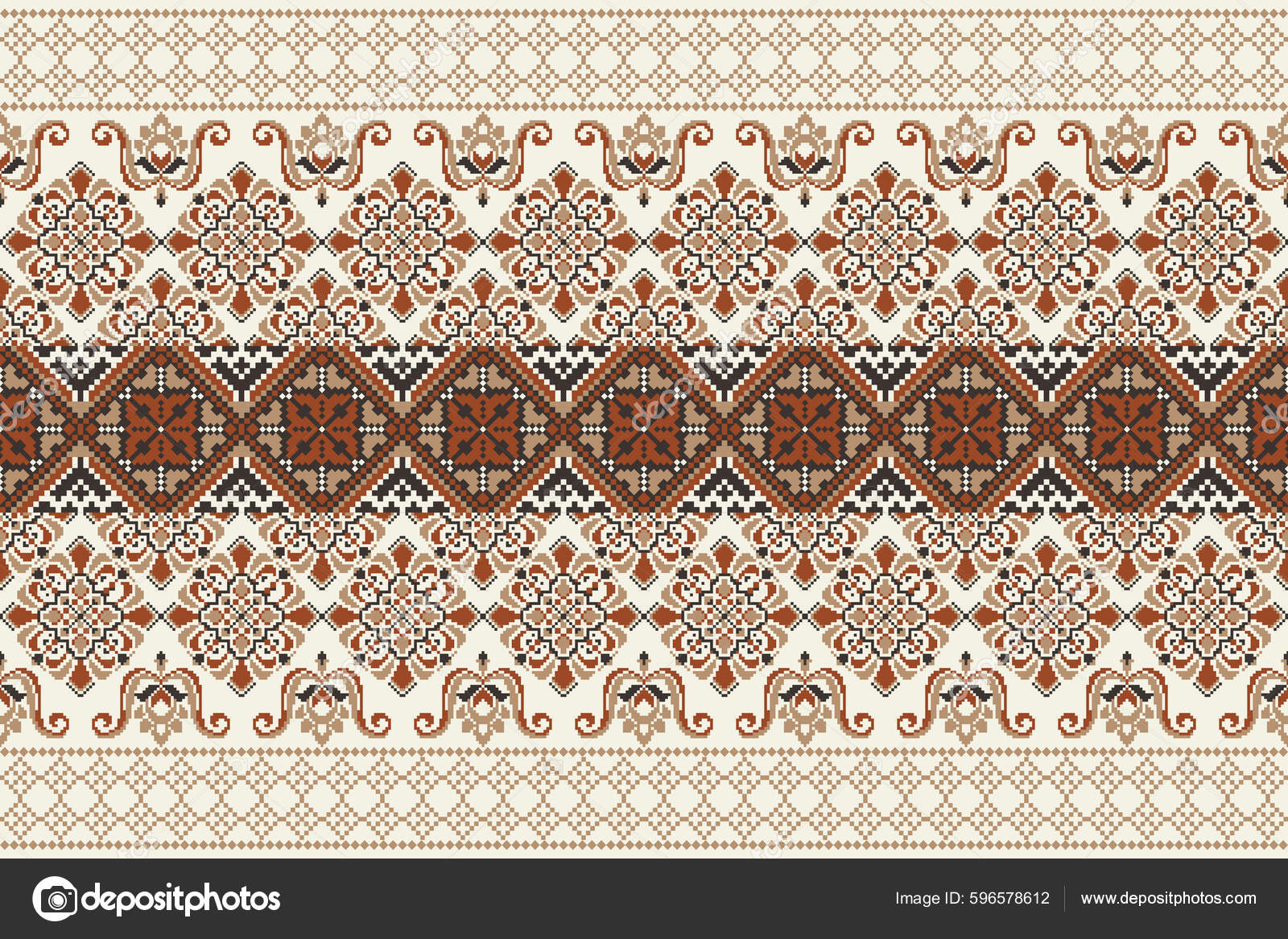 Beautiful Floral Cross Stitch Pattern Geometric Ethnic Oriental Pattern  Traditional Stock Vector Image by ©@ #596578612