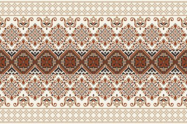 Beautiful floral cross stitch pattern.geometric ethnic oriental pattern traditional background.Aztec style abstract vector illustration.design for texture,fabric,clothing,wrapping,decoration,carpet.