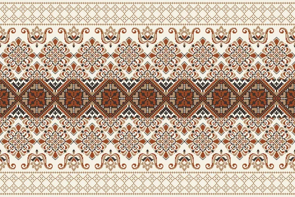 Beautiful Floral Cross Stitch Pattern Geometric Ethnic Oriental Pattern Traditional — Stockvektor