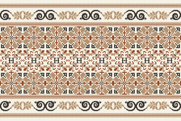Beautiful Floral Cross Stitch Pattern Geometric Ethnic Oriental Pattern Traditional — Image vectorielle