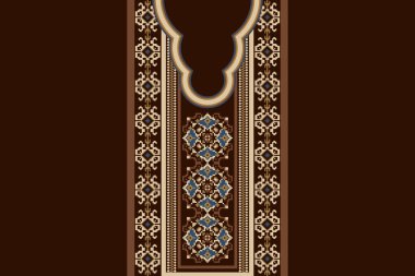 Güzel çiçek desenli yaka nakışı. Boho yaka deseni. Soyut vektör çizimi. Doku, kumaş, giysi, ambalaj, moda kadınları için tasarım..