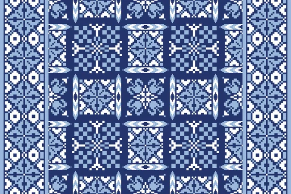 Beautiful Floral Cross Stitch Pattern Geometric Ethnic Oriental Pattern Traditional - Stok Vektor