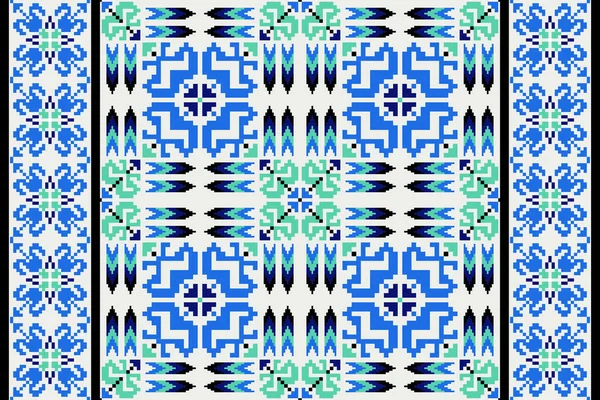 Beautiful Floral Cross Stitch Pattern Geometric Ethnic Oriental Pattern Traditional — Vetor de Stock