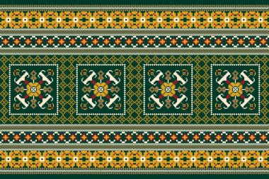 Beautiful floral cross stitch pattern.geometric ethnic oriental pattern traditional background.Aztec style abstract vector illustration.design for texture,fabric,clothing,wrapping,decoration,carpet.