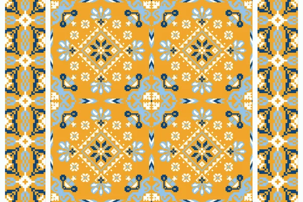 Beautiful Floral Cross Stitch Pattern Geometric Ethnic Oriental Pattern Traditional — Vettoriale Stock