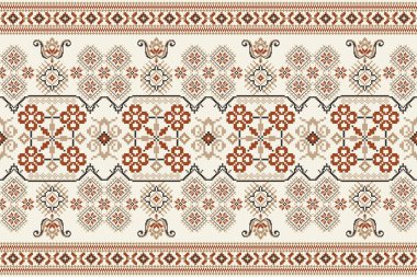 Beautiful floral knitted yarn pattern.geometric ethnic oriental pattern traditional background.Aztec style abstract vector illustration.design for texture,fabric,clothing,wrapping,decoration,carpet.
