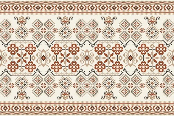Beautiful Floral Knitted Yarn Pattern Geometric Ethnic Oriental Pattern Traditional — Vector de stock