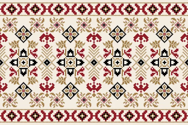 Beautiful Floral Knitted Yarn Pattern Geometric Ethnic Oriental Pattern Traditional — Wektor stockowy