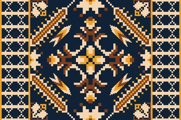 Beautiful Floral Cross Stitch Pattern Geometric Ethnic Oriental Pattern Traditional — Stockvektor
