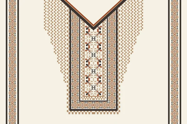 Beautiful Floral Neckline Embroidery Boho Neckline Pattern Aztec Style Abstract — стоковый вектор