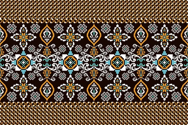 Beautiful Floral Cross Stitch Embroidery Geometric Ethnic Oriental Pattern Traditional — Archivo Imágenes Vectoriales