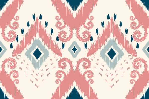 Beautiful African Ikat Paisley Seamless Pattern Cream Background Geometric Ethnic — Stockvektor